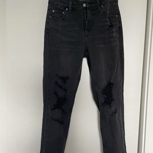black distressed jeans